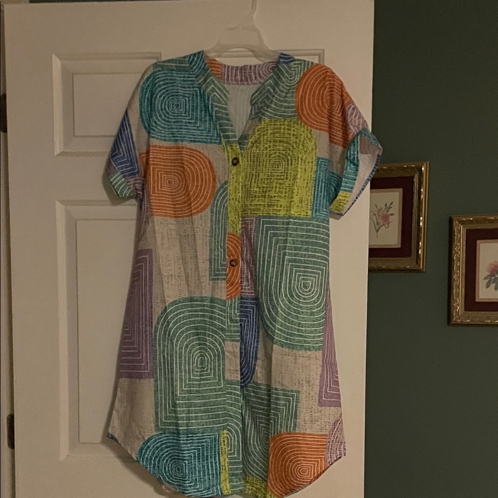 Colorful Geometric Button-Up Shirt
